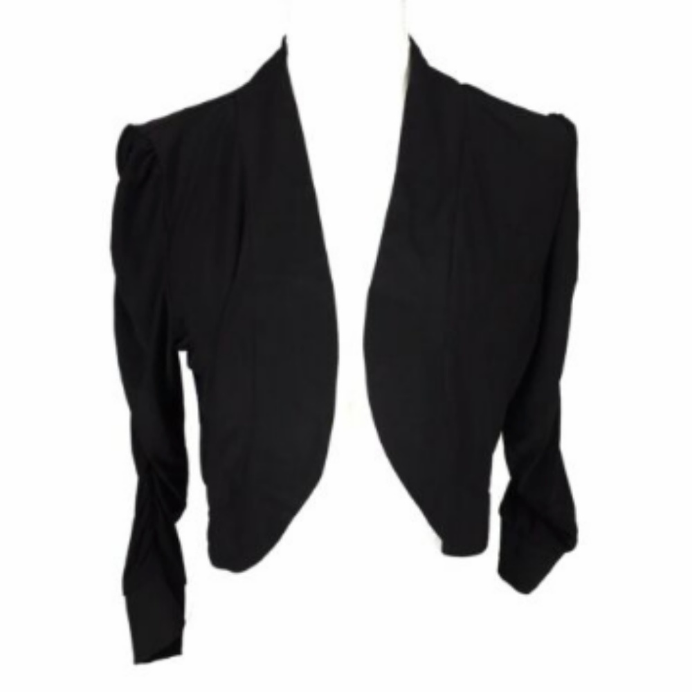 Lemmie for Nina Leonard Large Black Bolero Ruched